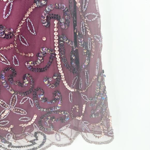 NEW Miss Selfridge Womens Party Evening Beaded Sequin Mini Dress Size 4 Purple‎ - Picture 6 of 11